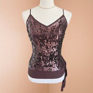Vintage Bebe Silk Sequin Side-Tie Cami